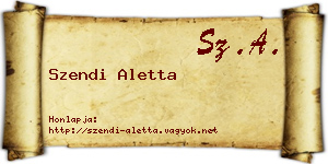 Szendi Aletta névjegykártya